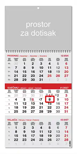 KALENDARI-2027 SIVO-CRVENI